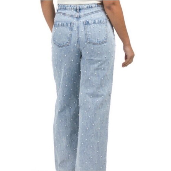 NEW! Blank NYC The Franklin Wide Leg Pearls Denim Jeans SZ 30 - Picture 2 of 10